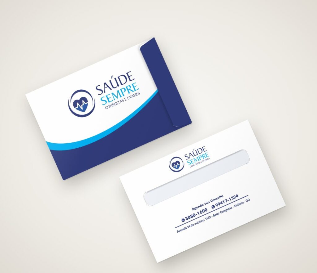 Envelope personalizado para exames com janela
